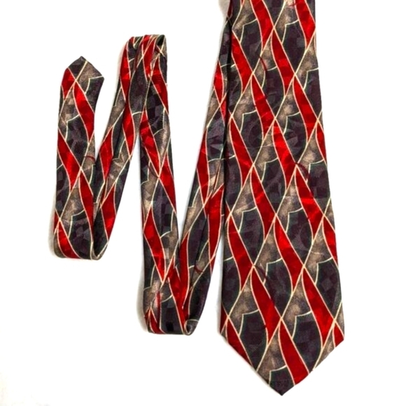 Vintage Men's 100% Silk Abstract Print Tie by Status - Picture 2 of 14